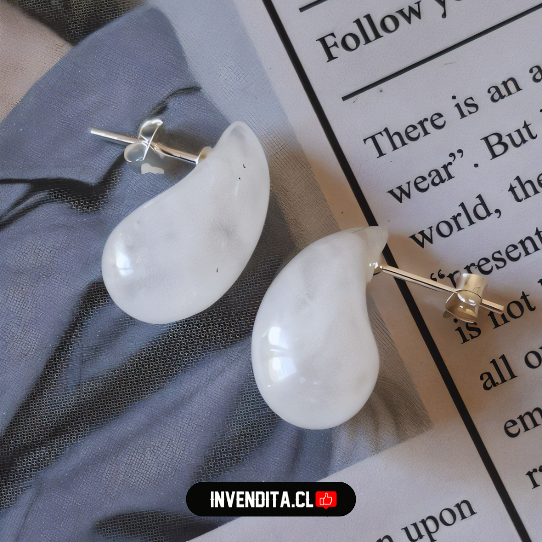 Aros de plata 925 gota chunky cuarzo blanco