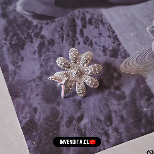 Aros de plata 925 margaritas con circones y mini golondrina