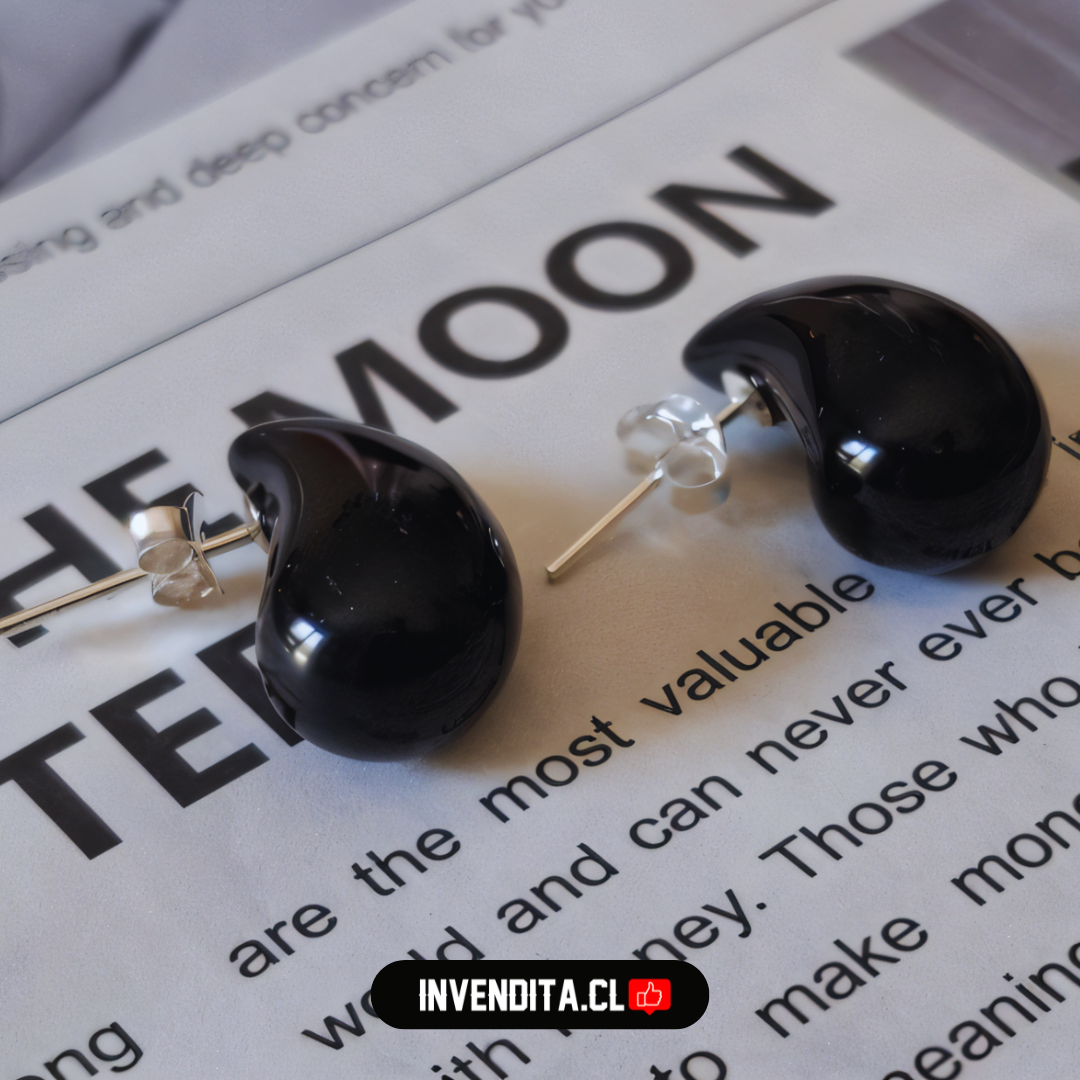 Aros de plata 925 gota chunky cuarzo ónix