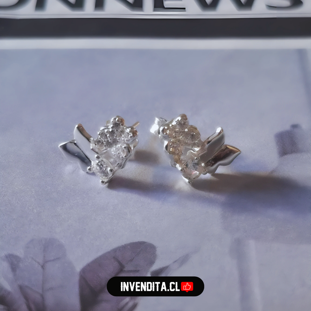 Aros de plata 925 dos mariposas con circones