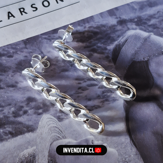 Aros enchapados en plata diseño cadena groumet