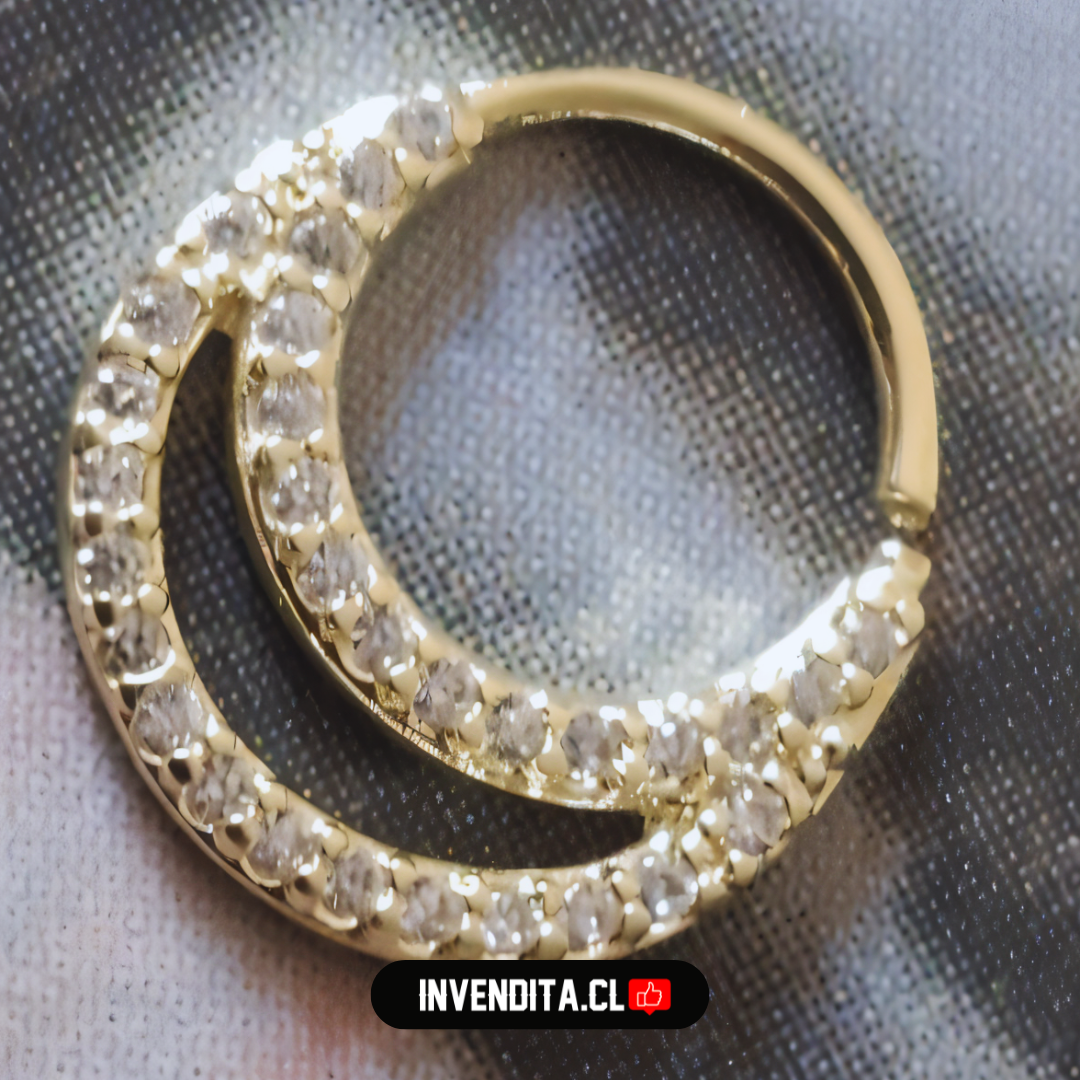 Aros enchapados en oro piercing septum con circones