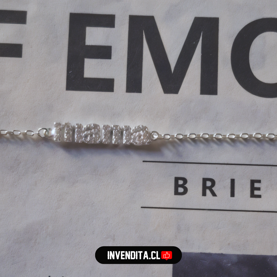 Pulsera de plata 925 palabra MAMÁ con circones