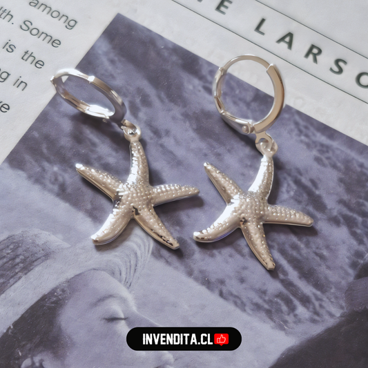 Aros enchapados en plata argollas con estrellas de mar