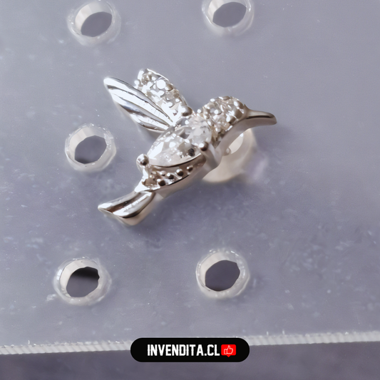 Aros de plata 925 colibrí con circones