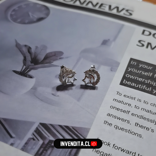 Aros de plata 925 figuras de estrella y luna con circones