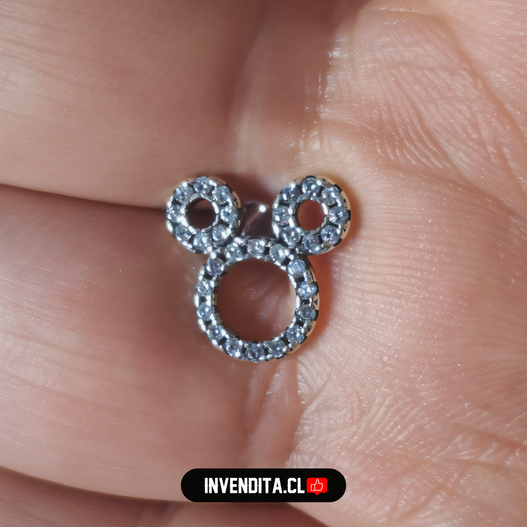 Aros de plata 925 estilo Mickey Mouse con circones
