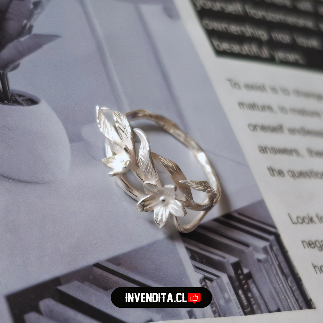 Anillo de Plata 925 dos flores