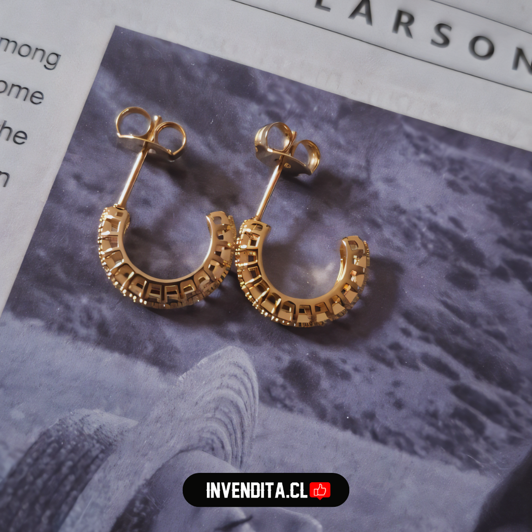 Aros enchapados en oro argollas pequeñas con circones