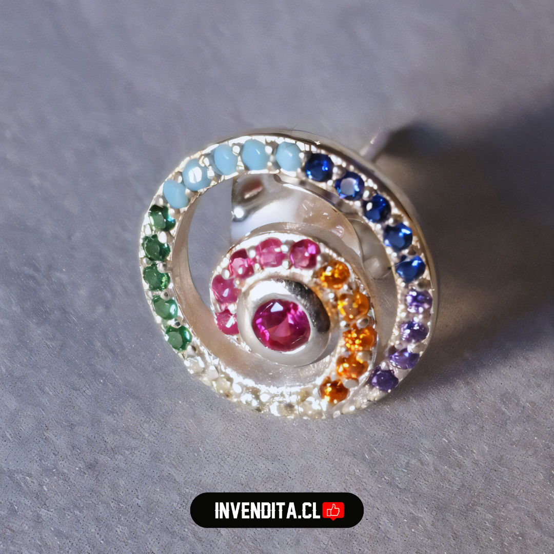 Aros de plata 925 multicolor caracol