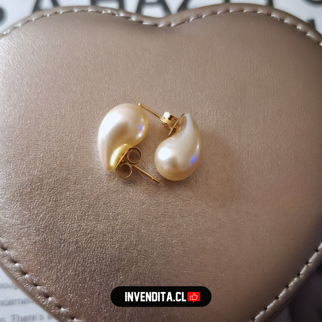 Aros enchapados en oro gota de perla de imitación