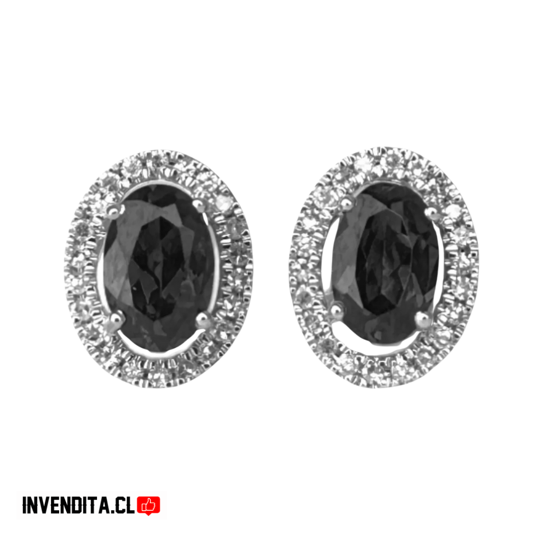 Aros de plata 925 con circón negro
