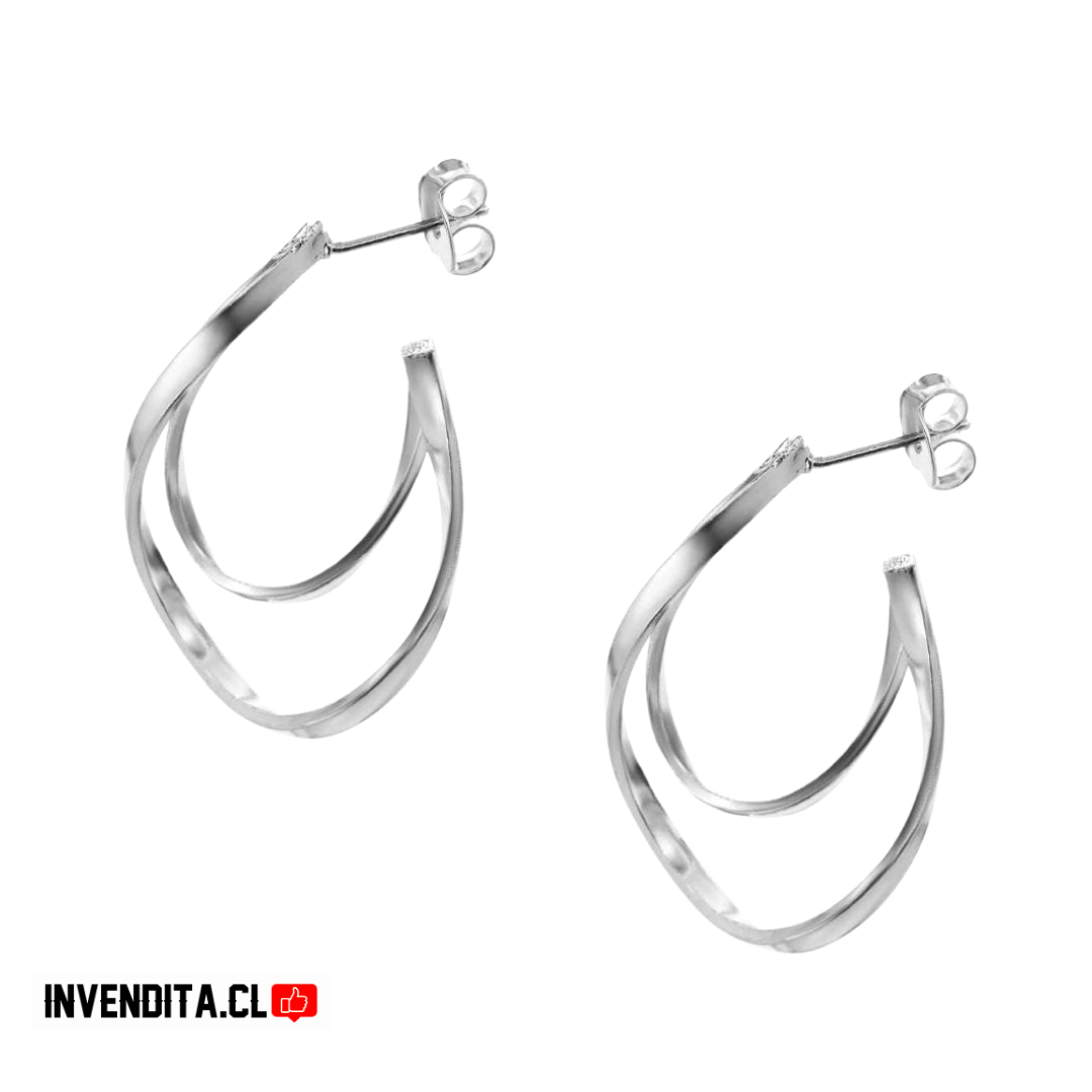 Aros enchapados en plata estilo argolla irregular