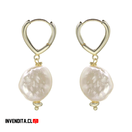 Aros enchapados en oro argollas con perlas planas de imitación
