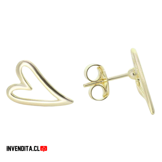Aros enchapados en oro figura corazón