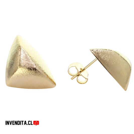 Aros enchapados en oro diseño triangulo satinado