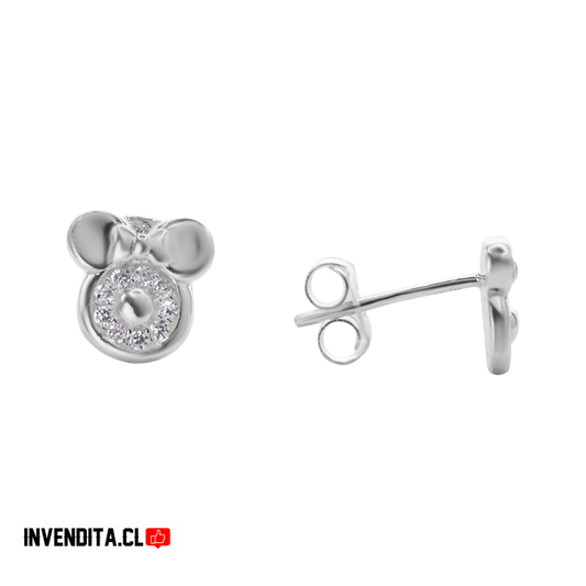 Aros de plata 925 diseño Minnie Mouse con circones