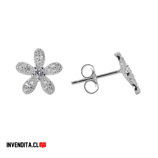 Aros plata 925 flores con circones