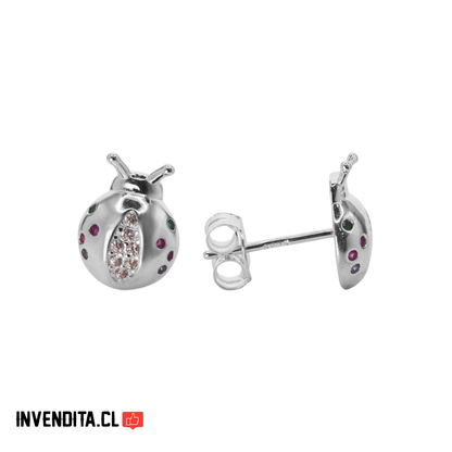 Aros de Plata 925 Diseño Chinita con Circones de Colores