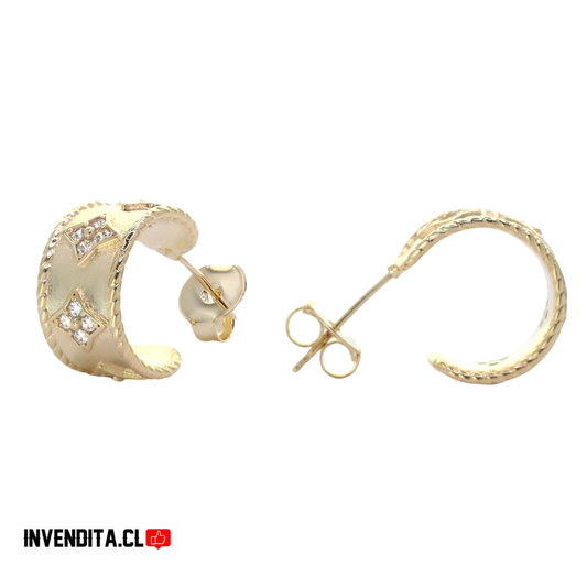 Aros enchapados en oro argollas semi abierto enmarcado de estrella con circones