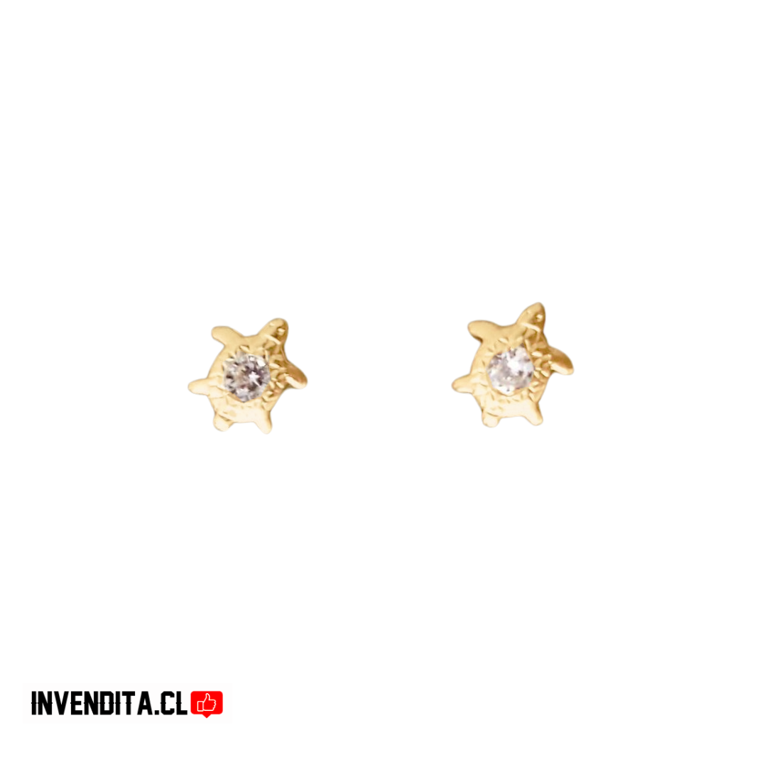 Aros enchapados en oro tortuga con circón