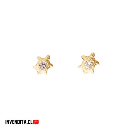 Aros enchapados en oro tortuga con circón