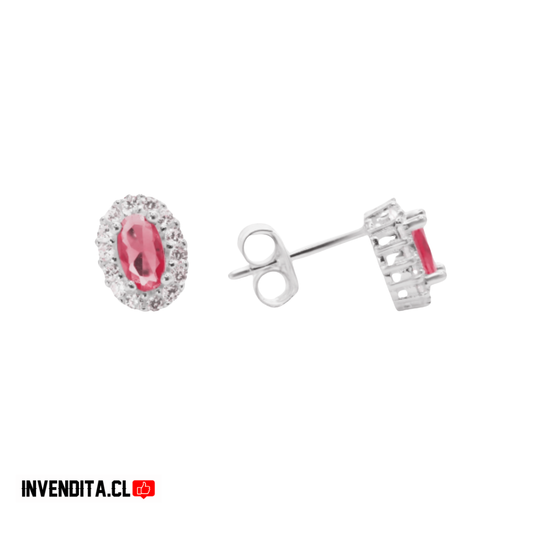 Aros de plata 925 estilo lady con circón rojo