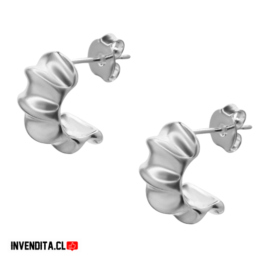 Aros enchapados en plata semi argollas con relieve