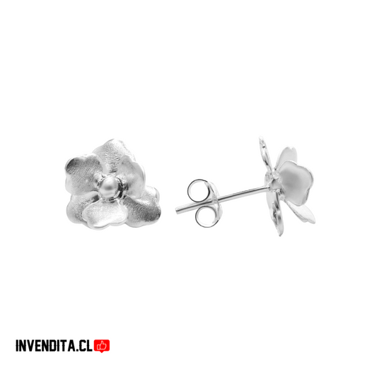 Aros de Plata 925 diseños flores satinadas
