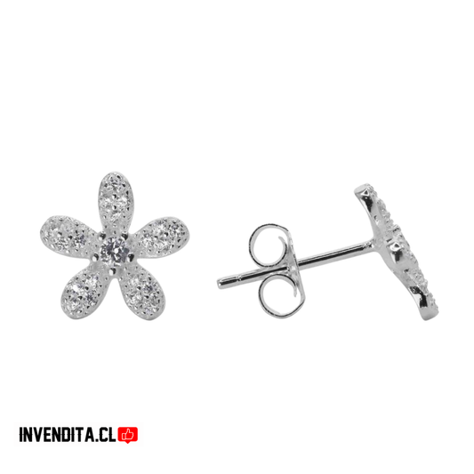 Aros de plata 925 flores con circones varios