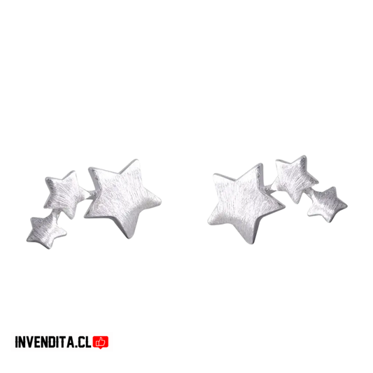 Aros de plata 925 tres estrellas juntas