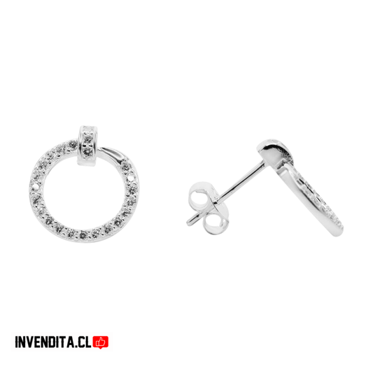 Aros de plata 925 estilo arete circular con circones