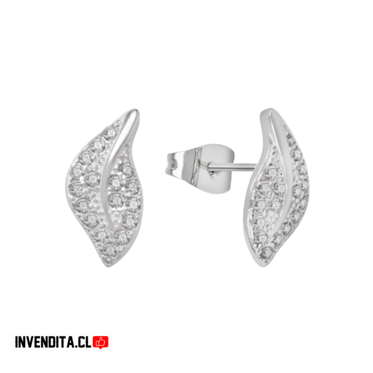 Aros de plata 925 pegado diseño hoja micro circones