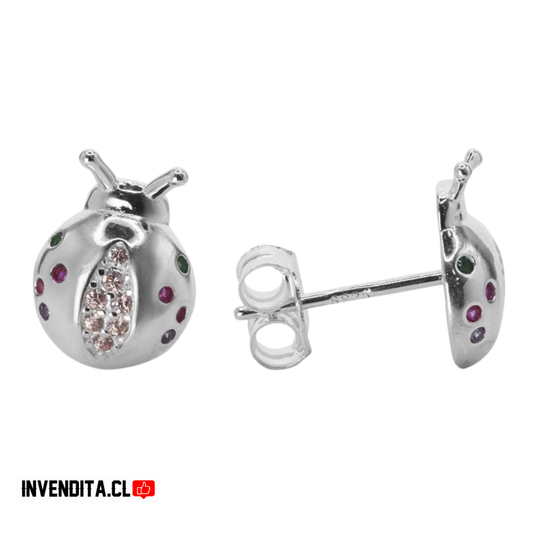 Aros de plata 925 diseño chinita con circones de colores
