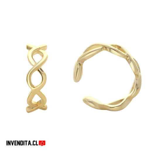 Aros enchapados en oro Cuff diseño trenzado