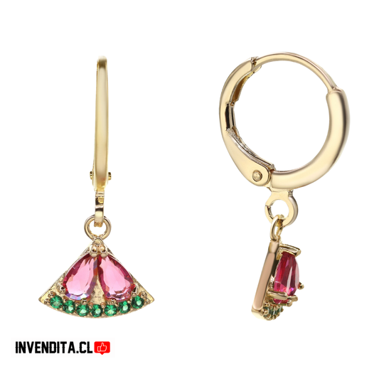 Aros enchapados en oro argollas con colgantes de sandía