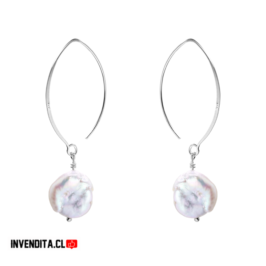 Aros de plata 925 estilo argolla con piedra nácar