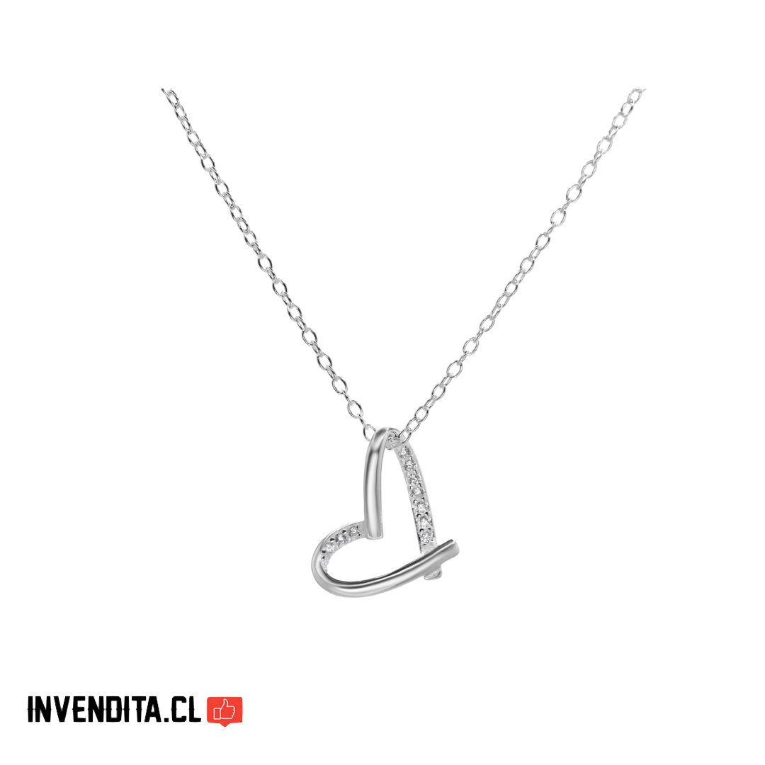 Collar de Plata 925 Corazón con Pequeños Circones