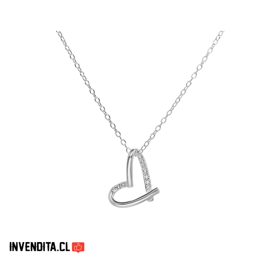 Collar de Plata 925 Corazón con Pequeños Circones