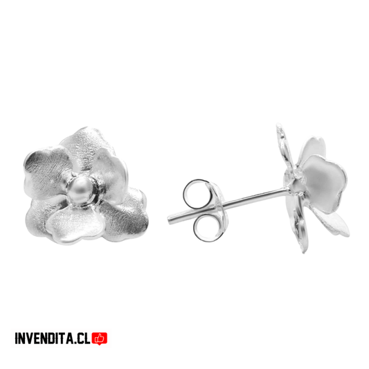 Aros de plata 925 diseño flores satinadas