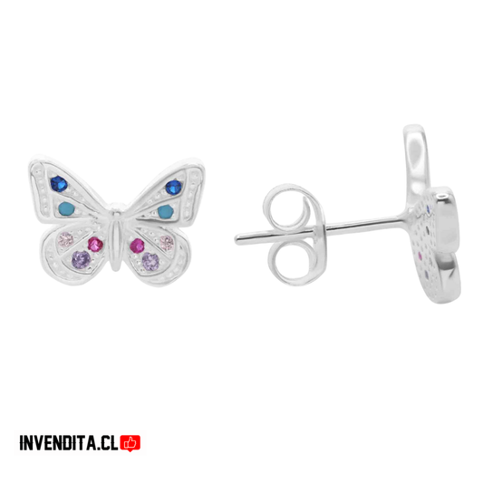 Aros de plata 925 con circones de colores
