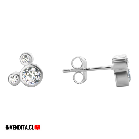 Aros de plata 925 diseño Mickey Mouse de circones