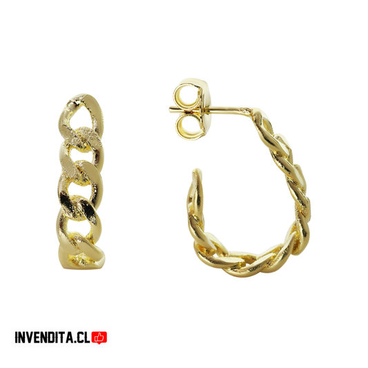 Aros enchapados en oro argollas estilo cadena