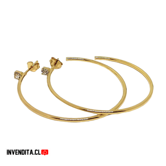 Aros enchapados en oro argollas con circón estilo lady