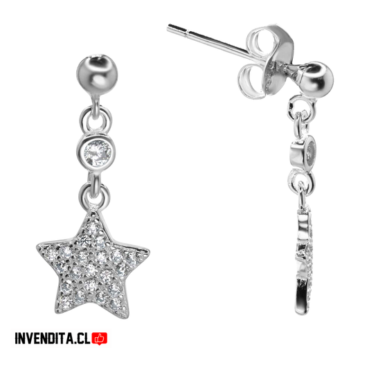 Aros plata 925 esferas con estrellas de circones