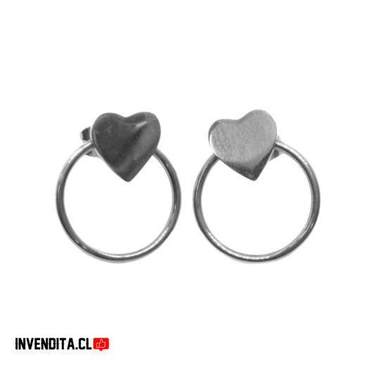 Aros de plata 925 circulo con corazón