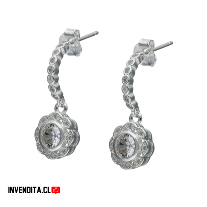 Aros de plata 925 flor de circones