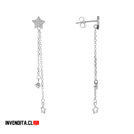 Aros plata 925 cadena con estrella y circón