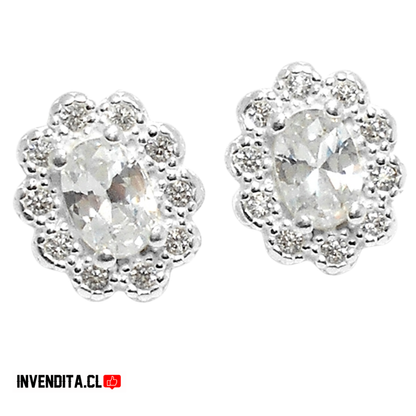 Aros de plata 925 estilo lady con circón central