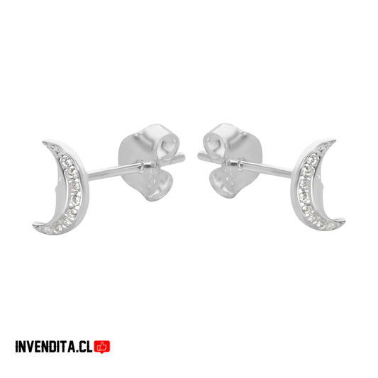 Aros de plata 925 semi luna con circones